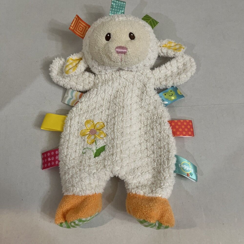 Taggies Mary Meyer Sherbet Lamb Lovey Plush Beanie Stuffed Sheep Baby Toy
